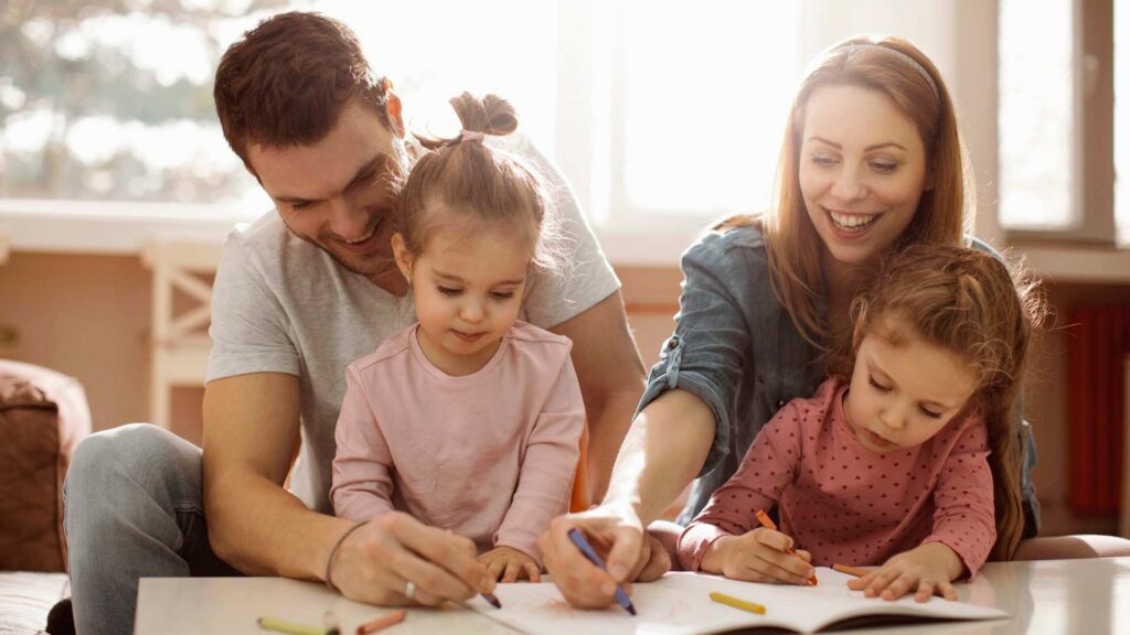 Parents with children together in everyday activity after ABA parent training